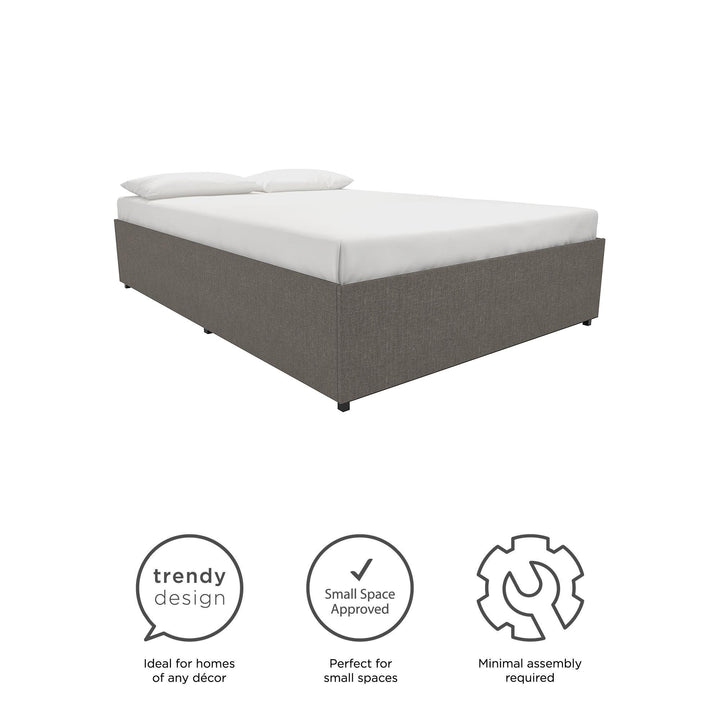 Comfortable Maven Platform Bed -  Grey Linen 