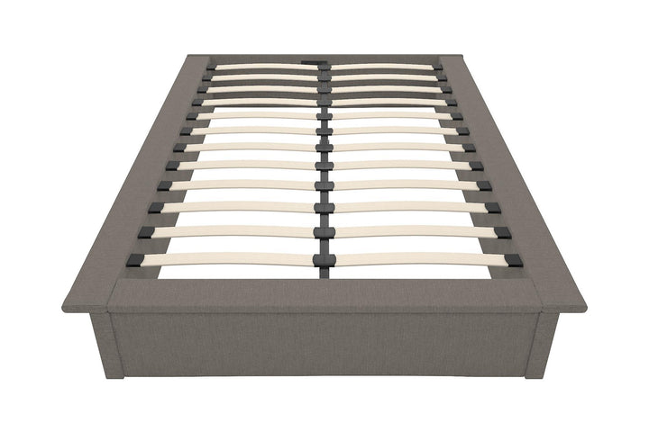 Maven Upholstered Bed with Modern Low Profile Design - Grey Linen - Full