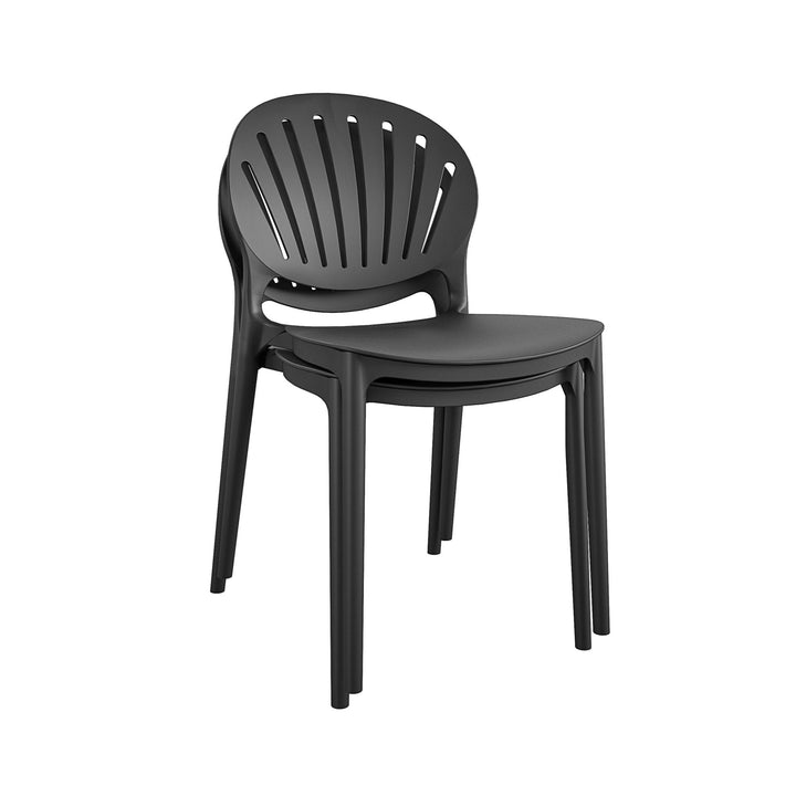 Outdoor/Indoor Stacking Resin Chair with Shell Back, Set of 2 - Black - 2-Pack
