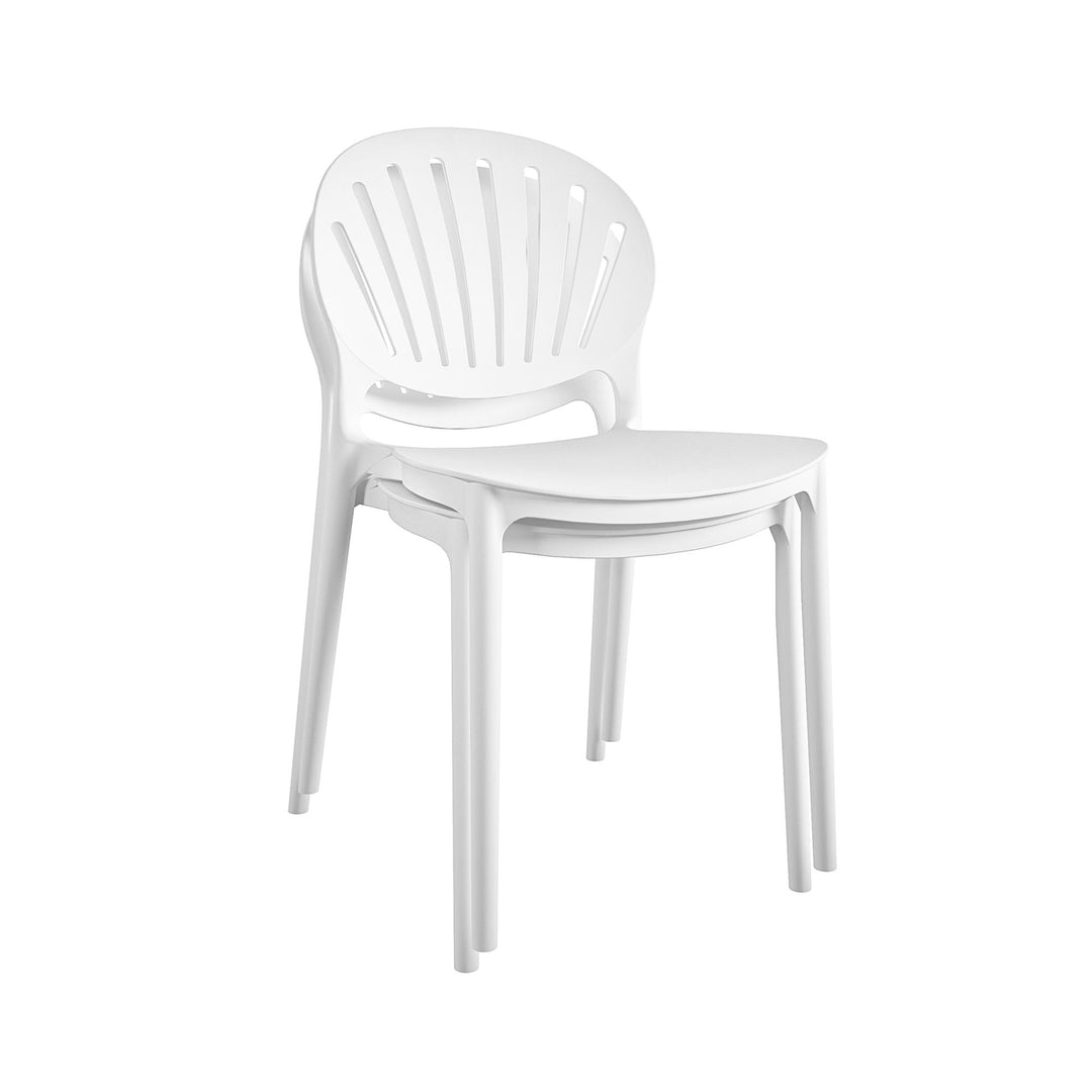 Outdoor/Indoor Stacking Resin Chair with Shell Back, Set of 2 - White - 2-Pack