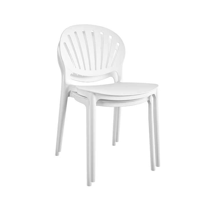 Outdoor/Indoor Stacking Resin Chair with Shell Back, Set of 2 - White - 2-Pack