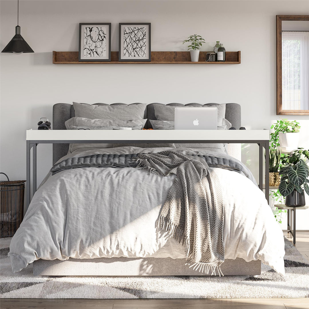 Over-Bed Desk with Adjustable Height and Castors -  White