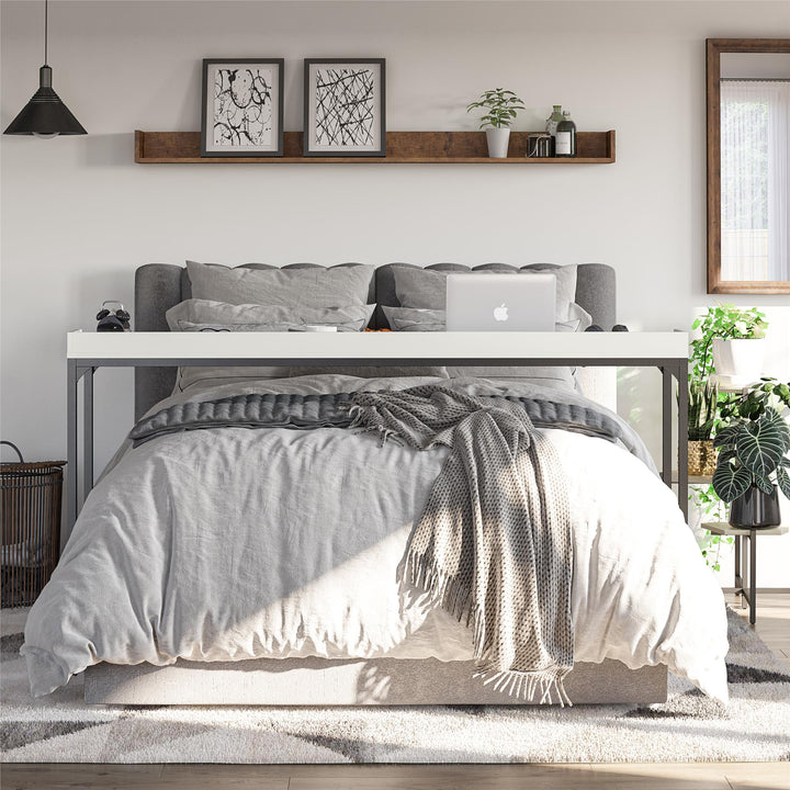 Over-Bed Desk with Adjustable Height and Castors -  White