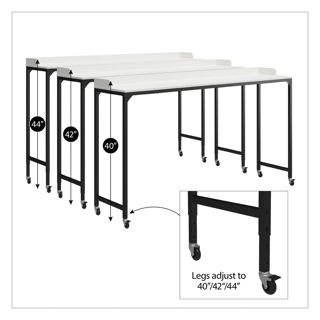 Park Hill Adjustable Over-Bed Desk with Castors -  White