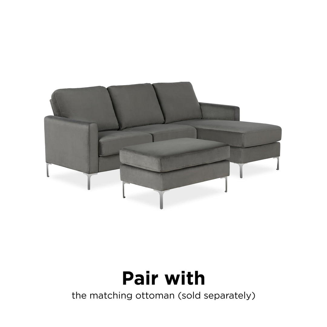 Chapman Reversible Sectional Sofa with Chrome Legs - Gray
