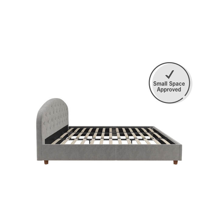 Gema Upholstered Bed with Bentwood Slats - Light Gray - King