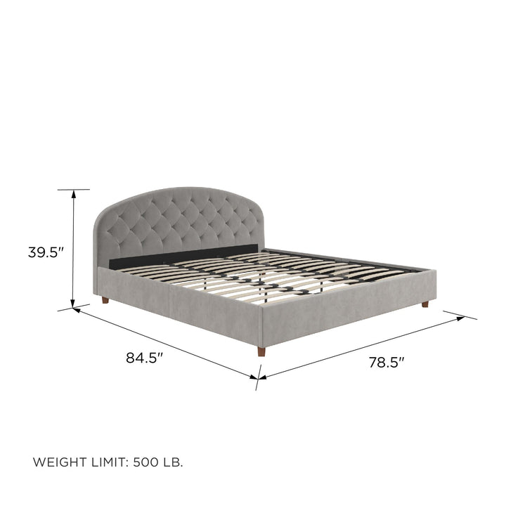 Gema Upholstered Bed with Bentwood Slats - Light Gray - King