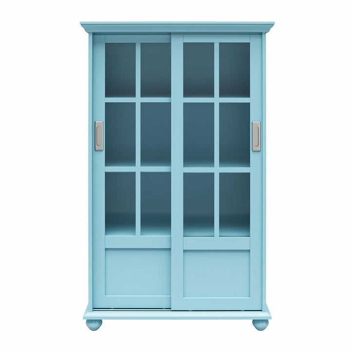 Modern decor with Aaron Lane tall bookcase with sliding glass doors -  Sea Blue