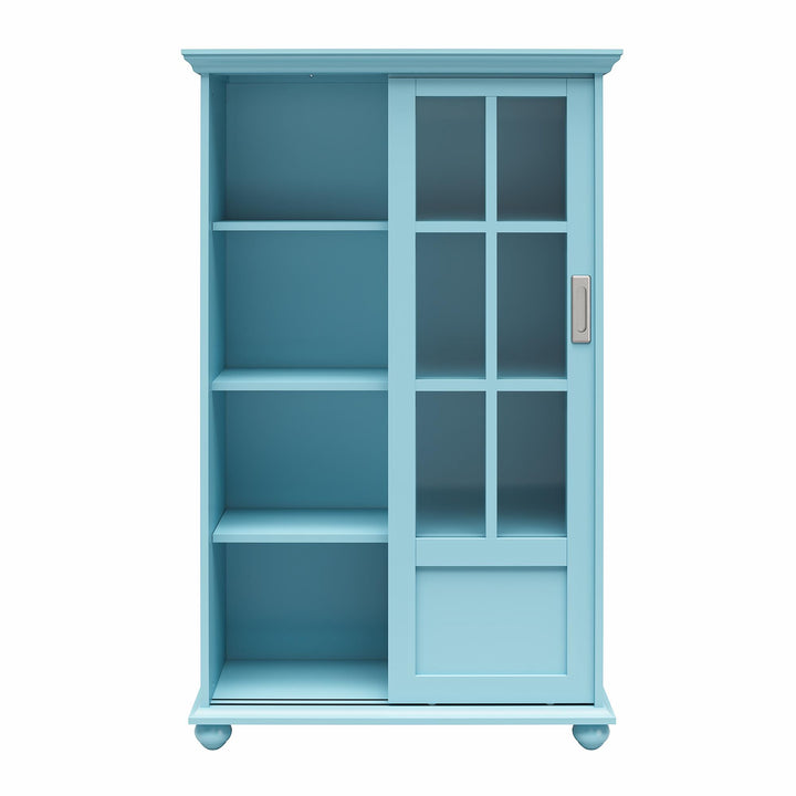 Best bookcase with sliding glass doors for modern decor -  Sea Blue