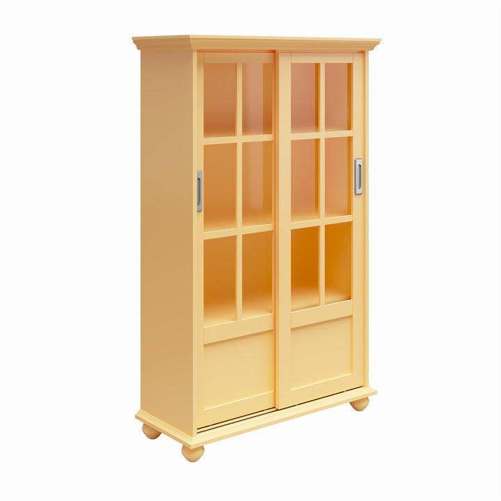 Elegant and functional bookcase with glass doors -  Sunlight Yellow