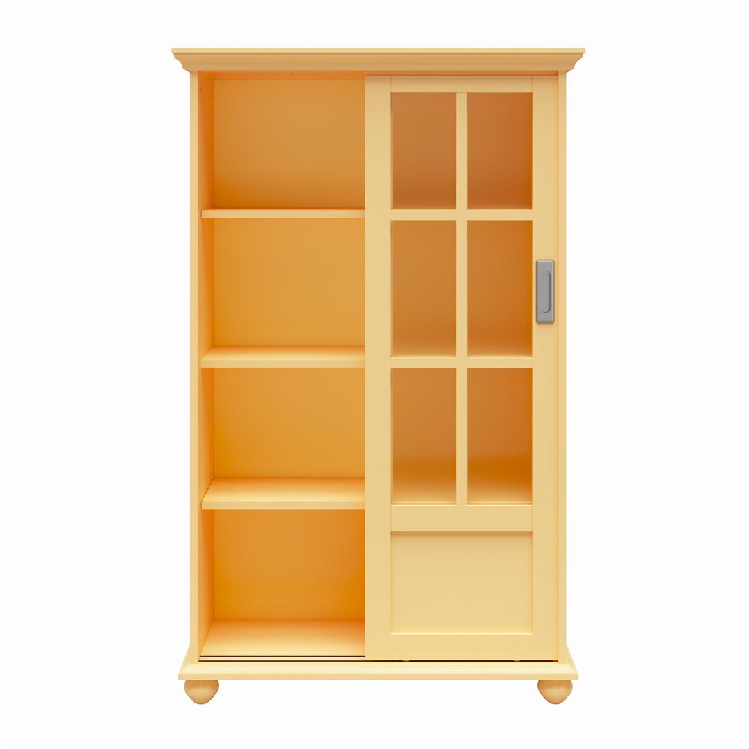 Aaron Lane Tall Bookcase with 2 Sliding Glass Doors - Sunlight Yellow