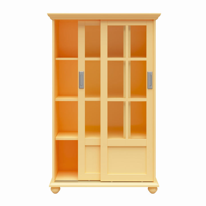 Aaron Lane Tall Bookcase with 2 Sliding Glass Doors - Sunlight Yellow
