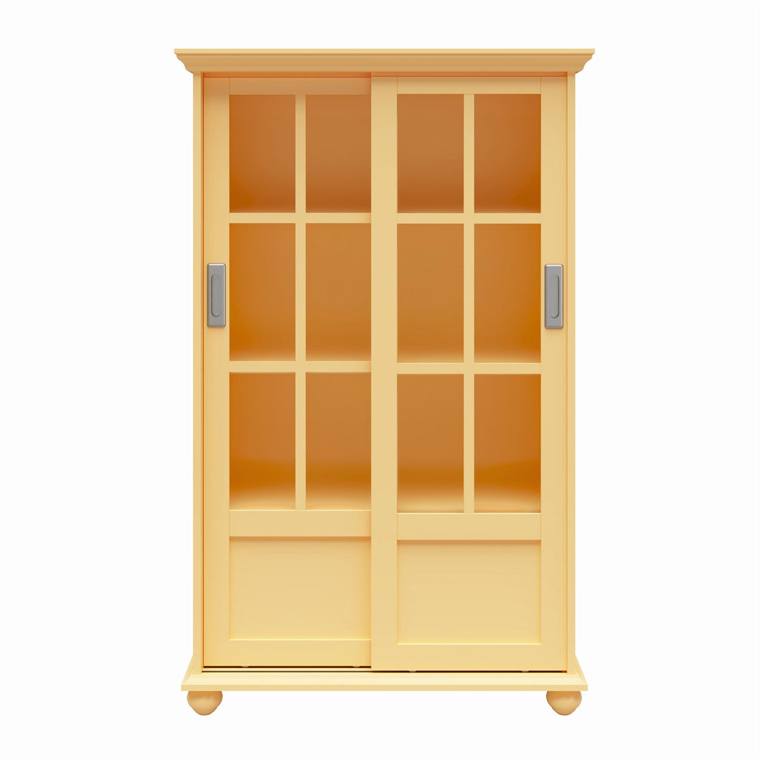 Modern and stylish bookcase with sliding glass doors -  Sunlight Yellow