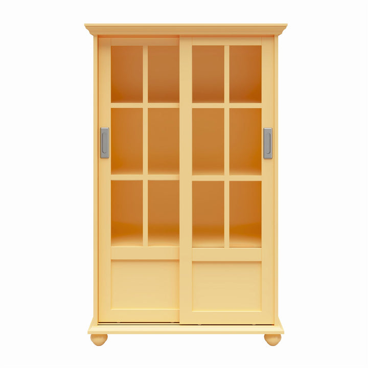 Modern and stylish bookcase with sliding glass doors -  Sunlight Yellow