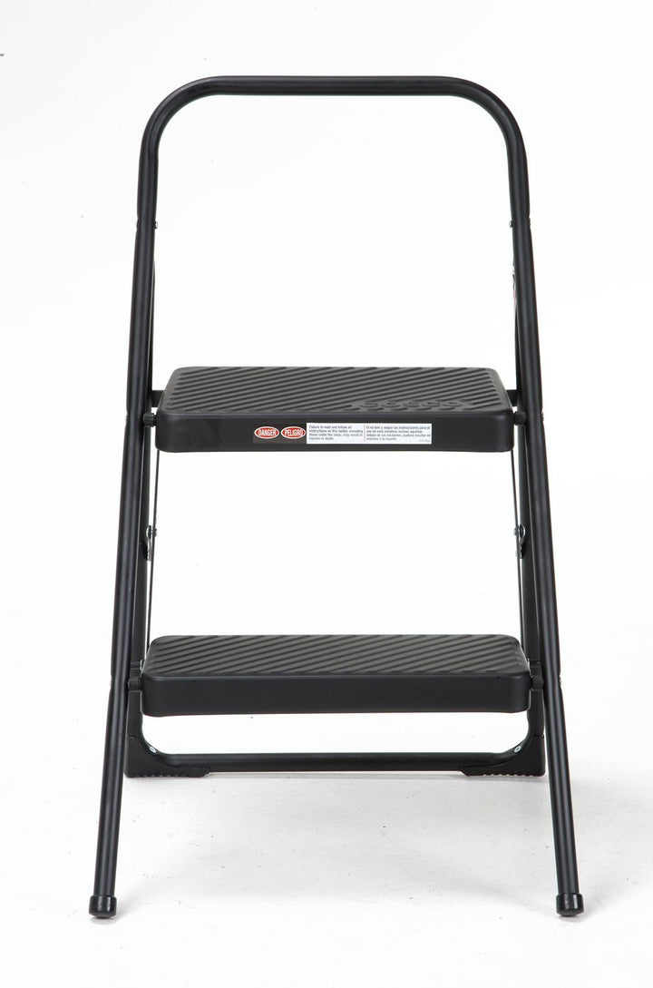 Two-Step Household Folding Step Stool All black Metal Frame - Black - 1-Pack