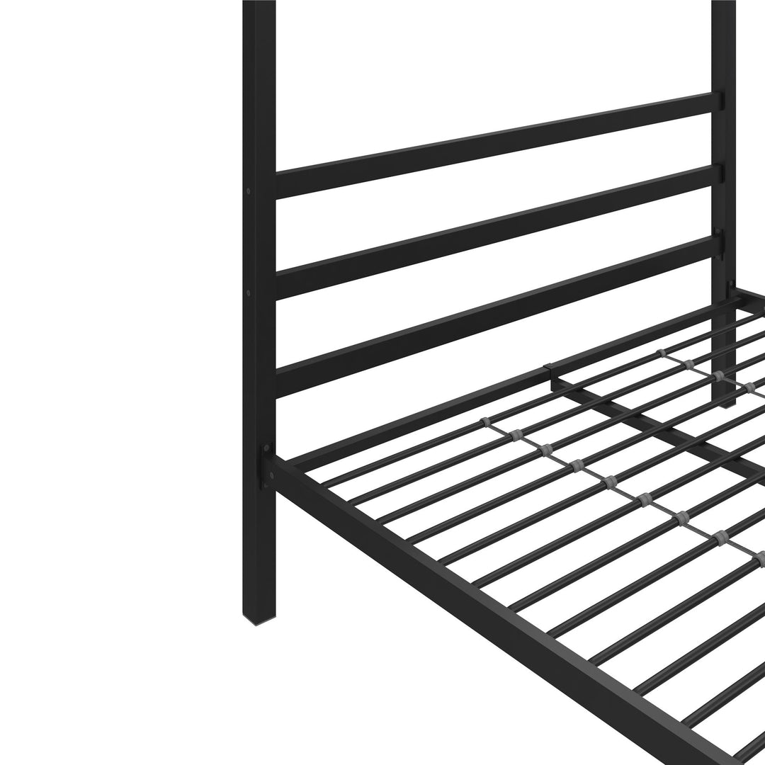 Stylish Metal Canopy Bed -  Black  -  Queen