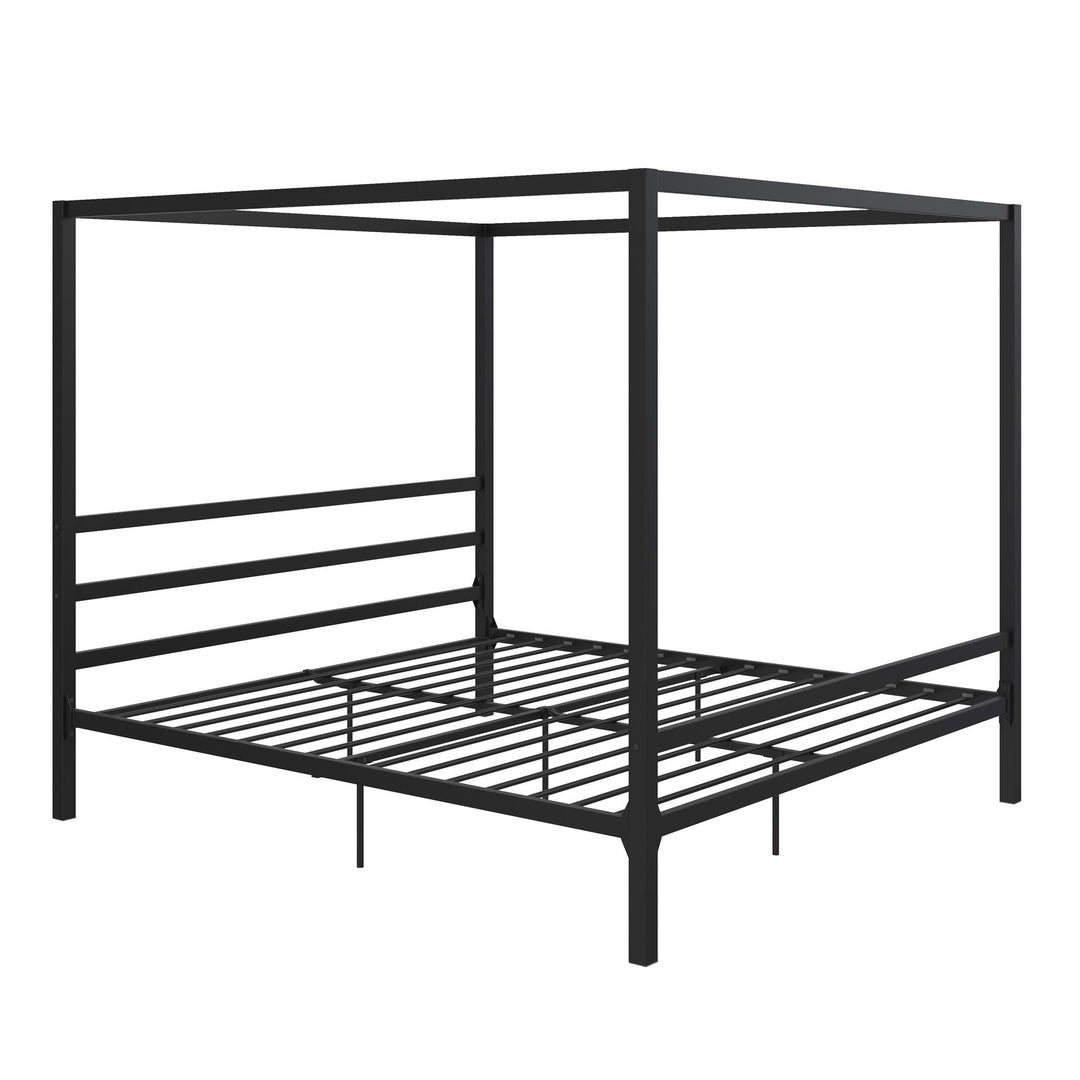 Stylish Metal Canopy Bed -  Black  -  King