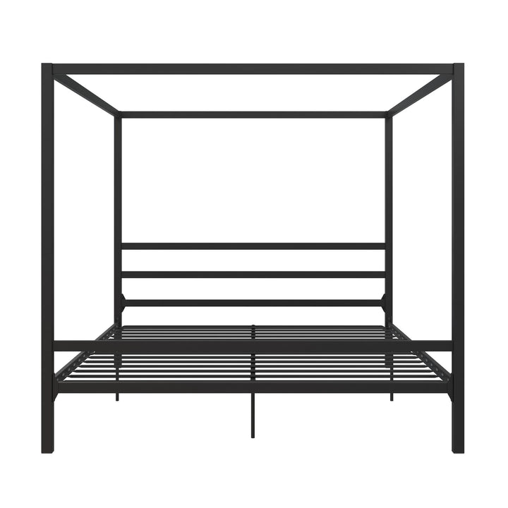 Canopy Bed with Built-In Headboard -  Black  -  King