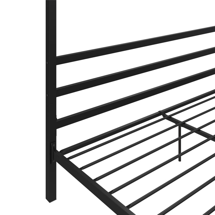 Canopy Bed with Built-In Headboard -  Black  -  King