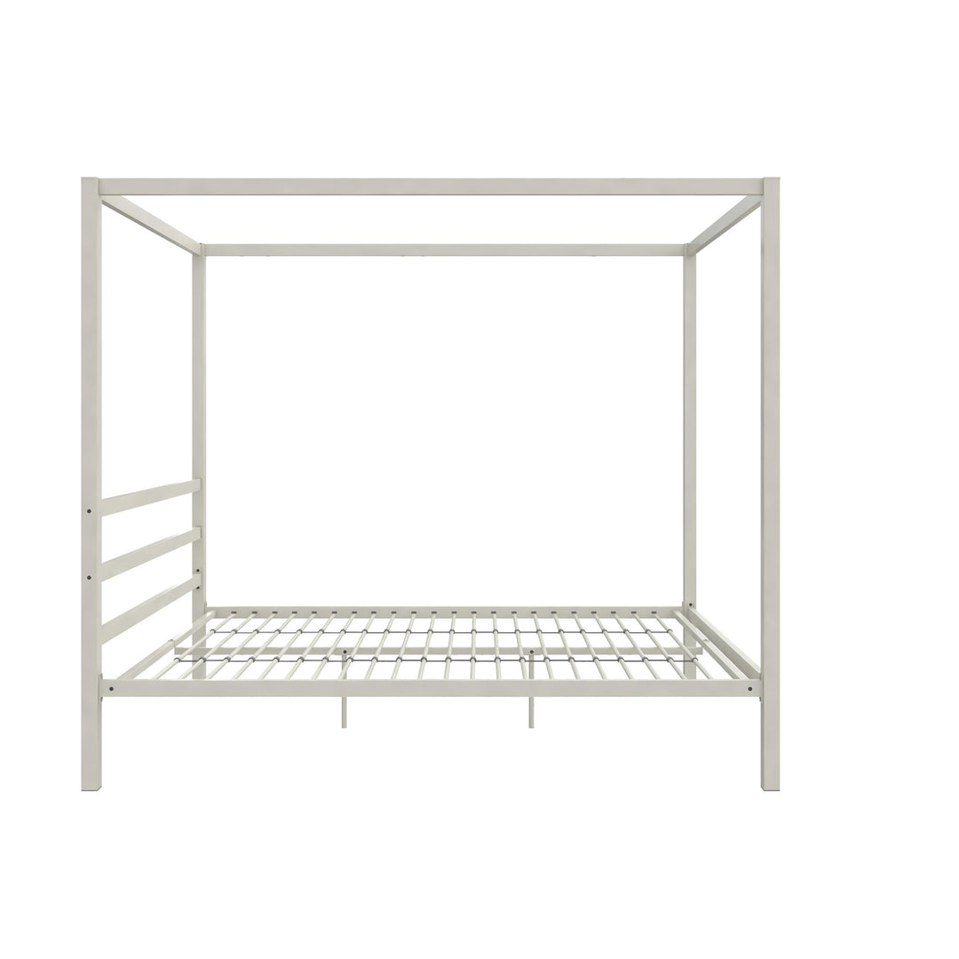 Metal Canopy Bed with Headboard -  White  -  Queen