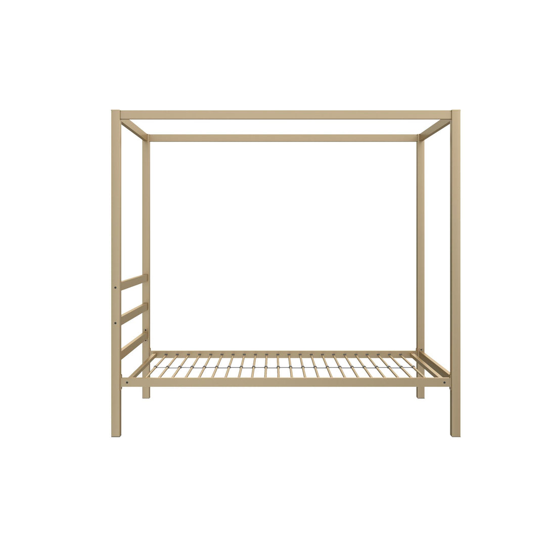 Canopy Bed with Built-In Headboard -  Gold  -  Twin