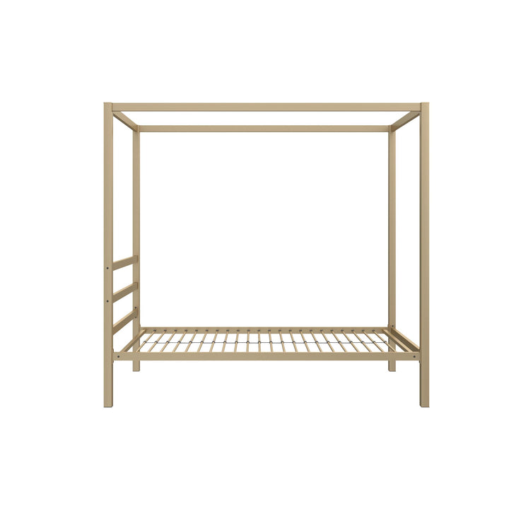 Canopy Bed with Built-In Headboard -  Gold  -  Twin