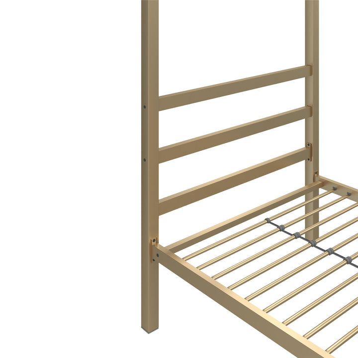 Modern Bed with Sleek Headboard -  Gold  -  Twin