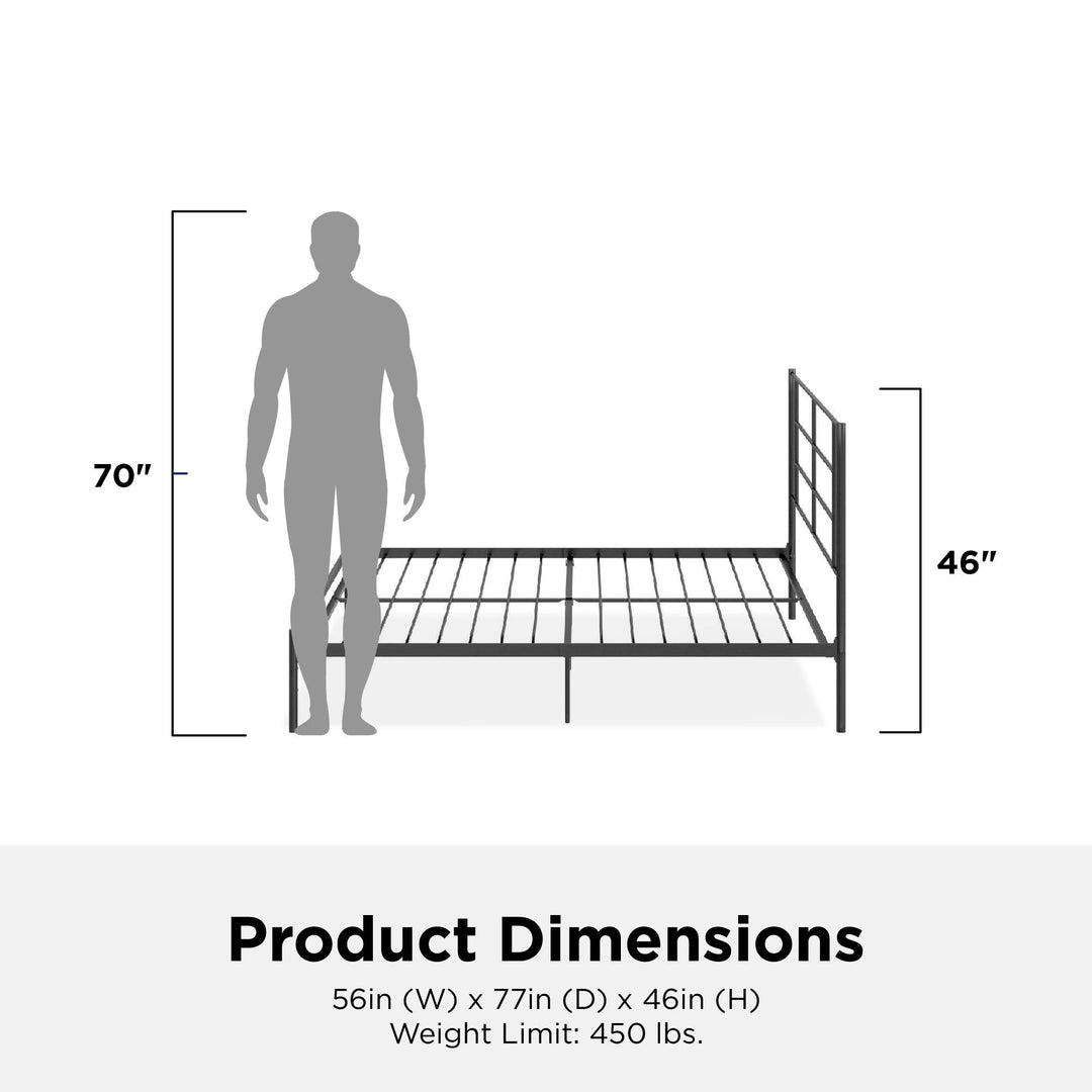 Praxis Metal Bed with a Geometric Headboard - Black - Full