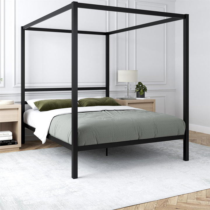 Best Metal Canopy Bed with Headboard -  Black  -  Queen