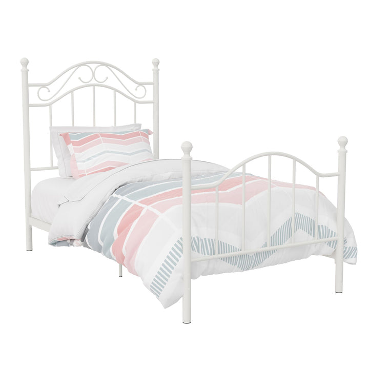 Nalani Traditional Metal Bed Frame with Headboard and Footboard - White