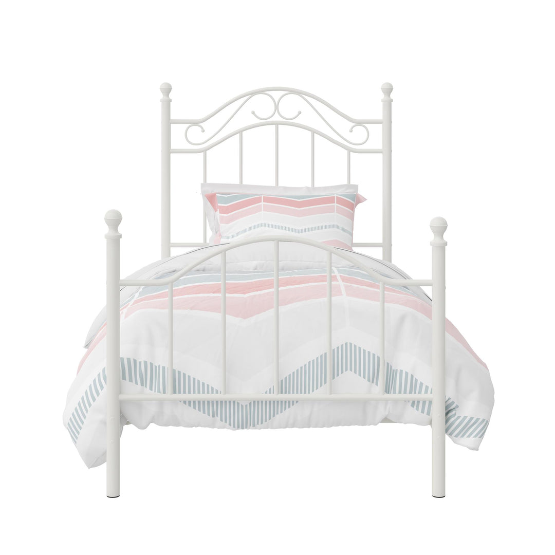Nalani Traditional Metal Bed Frame with Headboard and Footboard - White