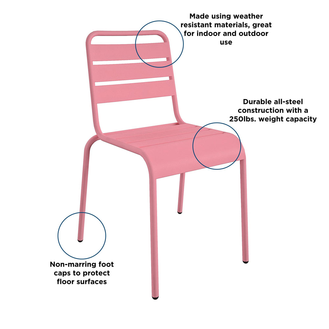 Poolside Gossip June Outdoor/Indoor Stacking Dining Chairs, Set of 2 - Pink - 2-Pack