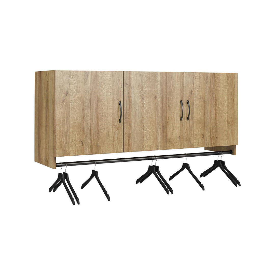 Basin 3 Door Wall Storage Cabinet with Hanging Rod - Natural