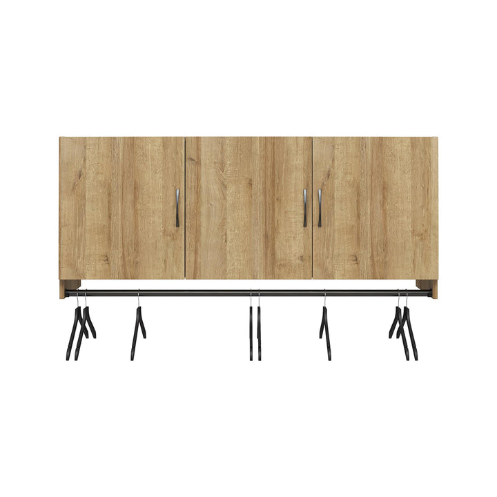 Basin 3 Door Wall Storage Cabinet with Hanging Rod - Natural