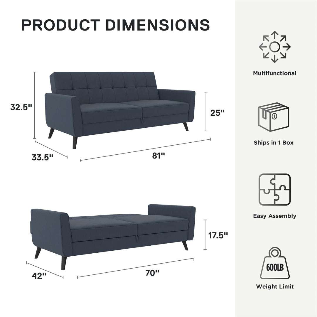 Parker Futon with Storage - Blue