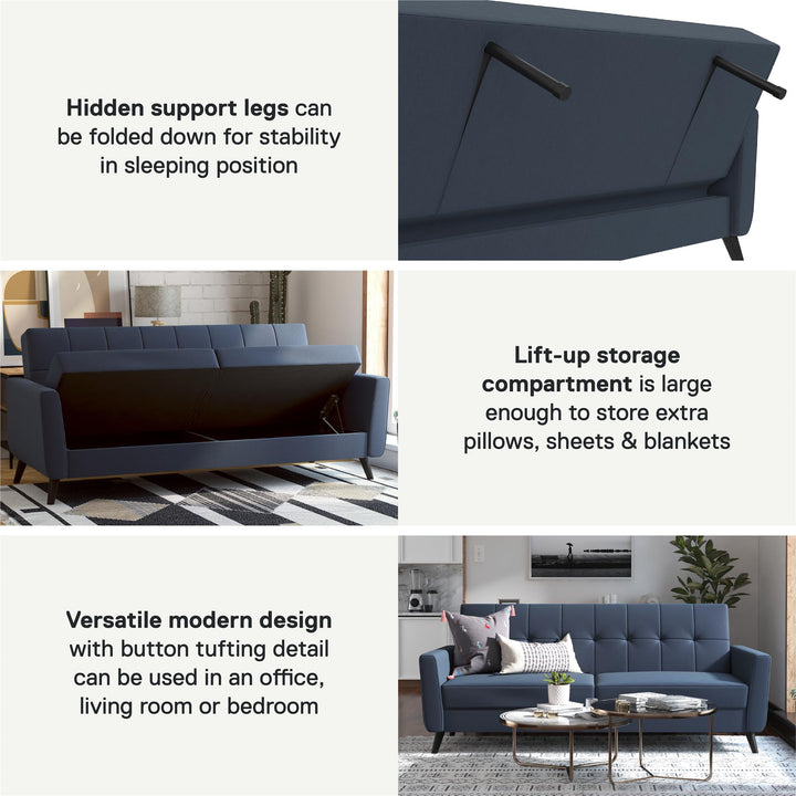 Parker Futon with Storage - Blue