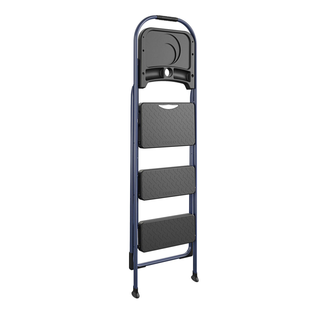 Multi-Step Folding Step Stool with 225 lb Weight Capacity - Navy - 3 Step with Tray