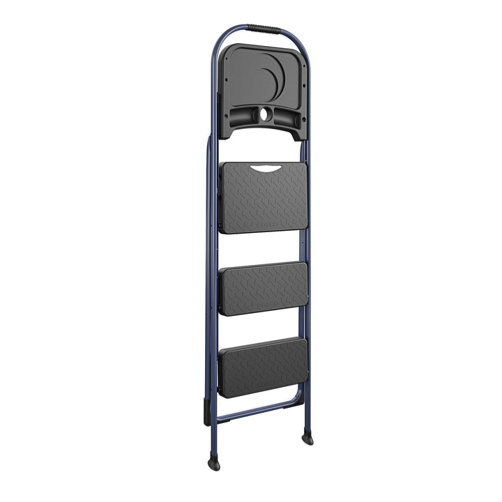 Multi-Step Folding Step Stool with 225 lb Weight Capacity - Navy - 3 Step with Tray