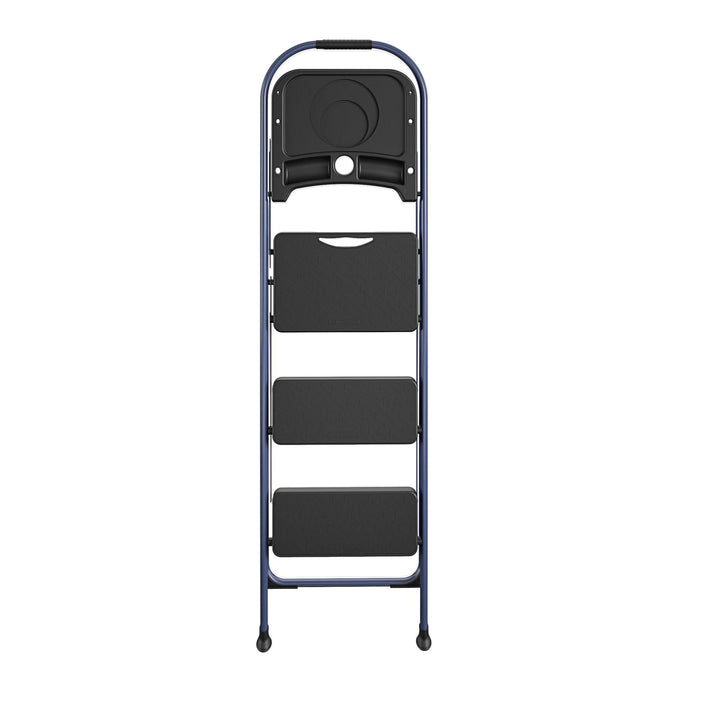 Multi-Step Folding Step Stool with 225 lb Weight Capacity - Navy - 3 Step with Tray