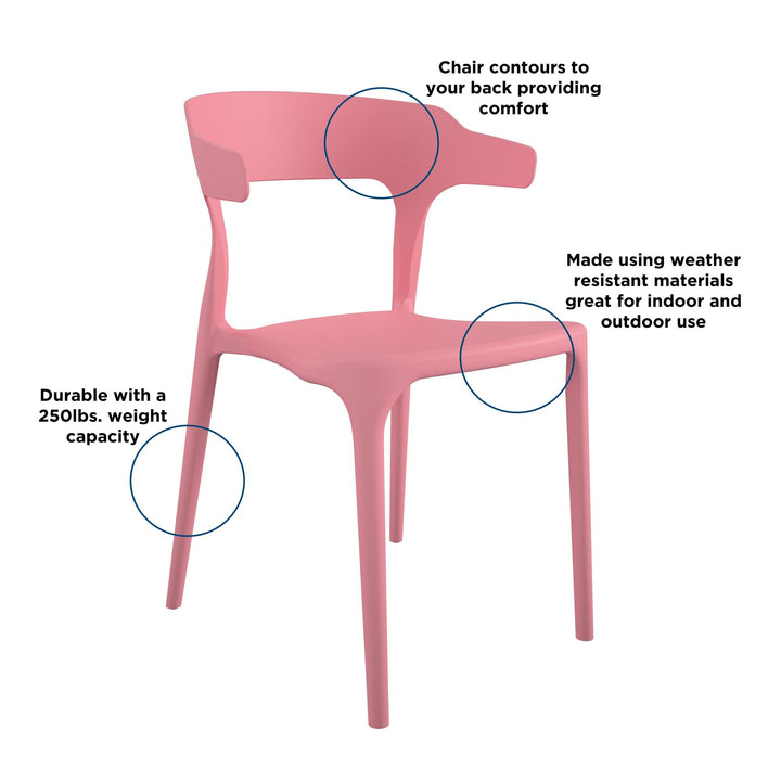Poolside Gossip Felix Stacking Dining Chairs, Indoor/Outdoor, Set of 2 - Pink - 2-Pack