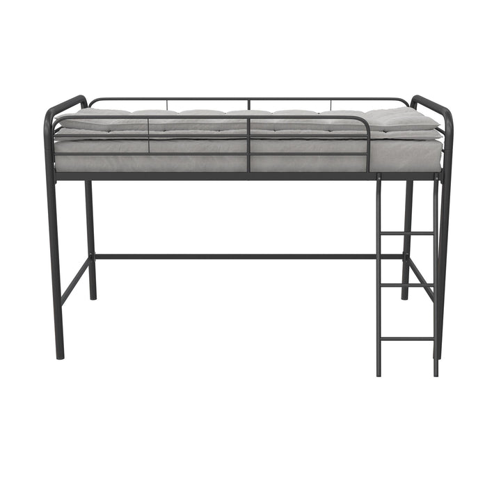 Jett Junior Loft Bed with Metal Frame and Built-In Ladder - Black - Twin