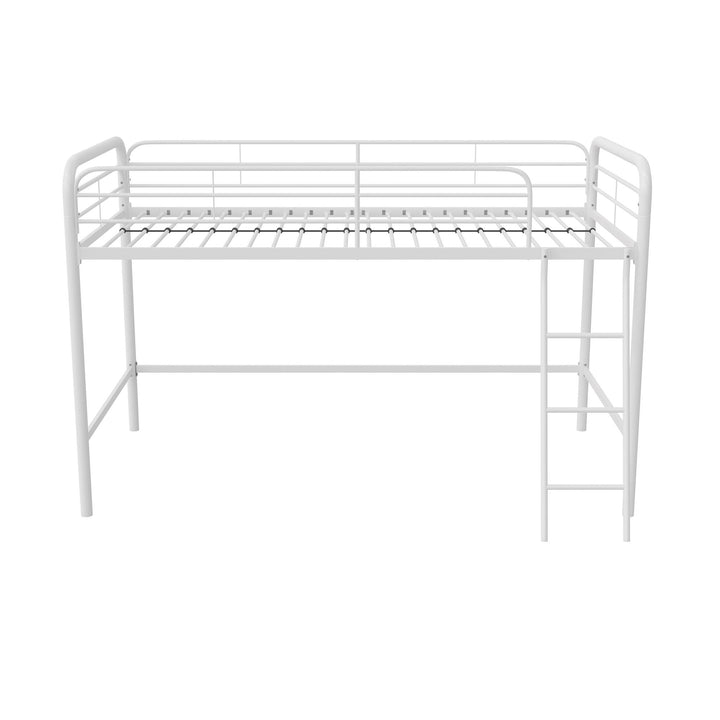 Jett Junior Loft Bed with Metal Frame and Built-In Ladder - White - Twin