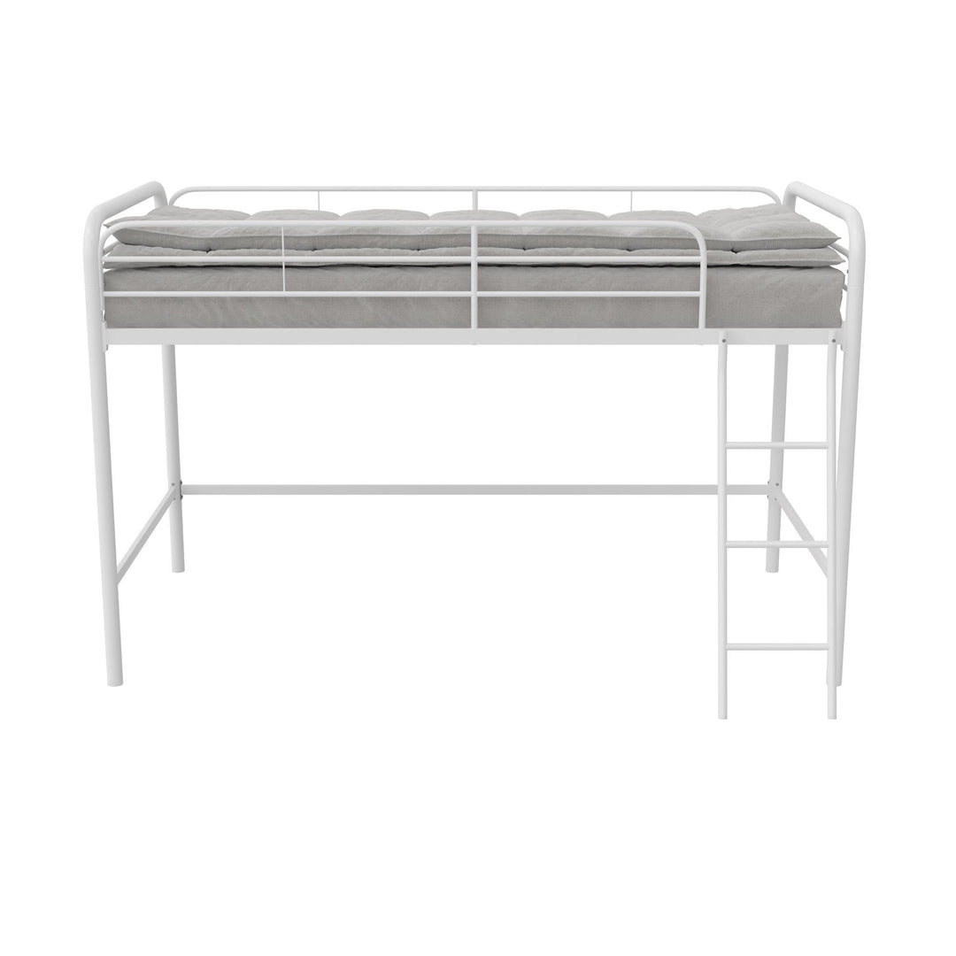 Jett Junior Loft Bed with Metal Frame and Built-In Ladder - White - Twin