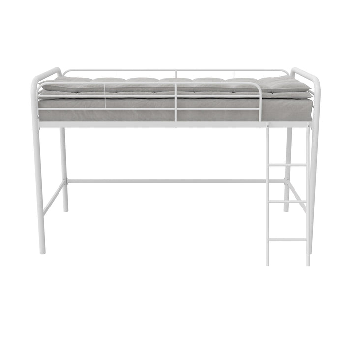 Jett Junior Loft Bed with Metal Frame and Built-In Ladder - White - Twin