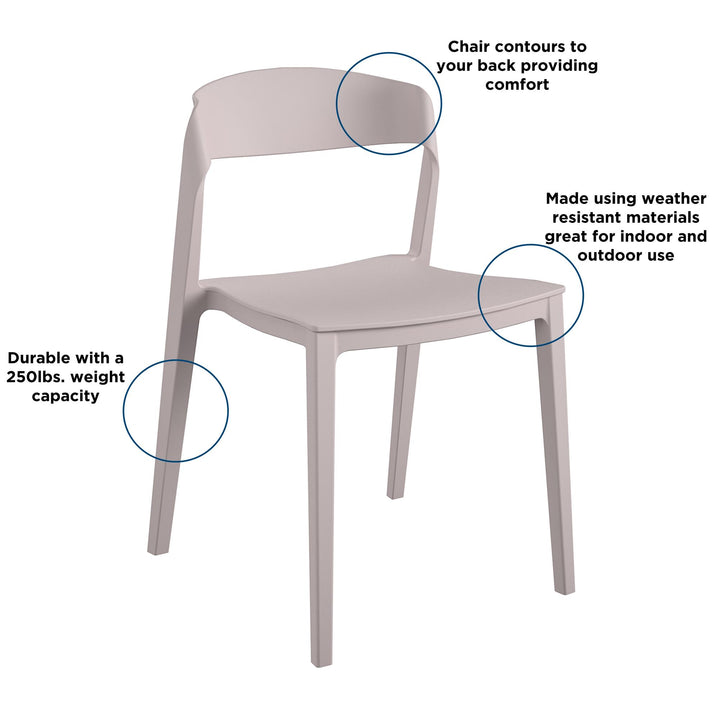 Stacking Resin Chair with Ribbon Back for Outdoor/Indoor -  Pale Pink 