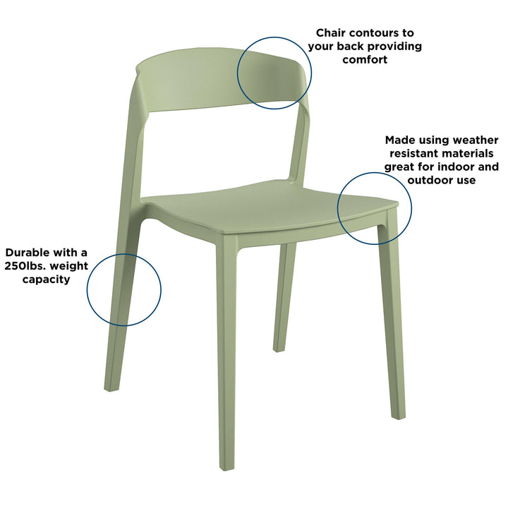 Outdoor/Indoor Stacking Resin Chair with Ribbon Back, Set of 2 - Pale Green - 2-Pack