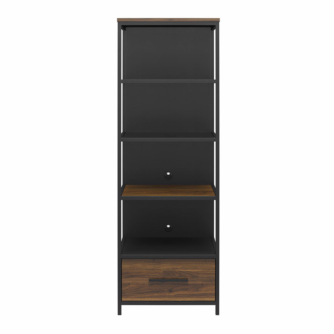 Structure Mixed Media Audio Pier with 2 Shelves and 1 Drawer  -  Columbia Walnut
