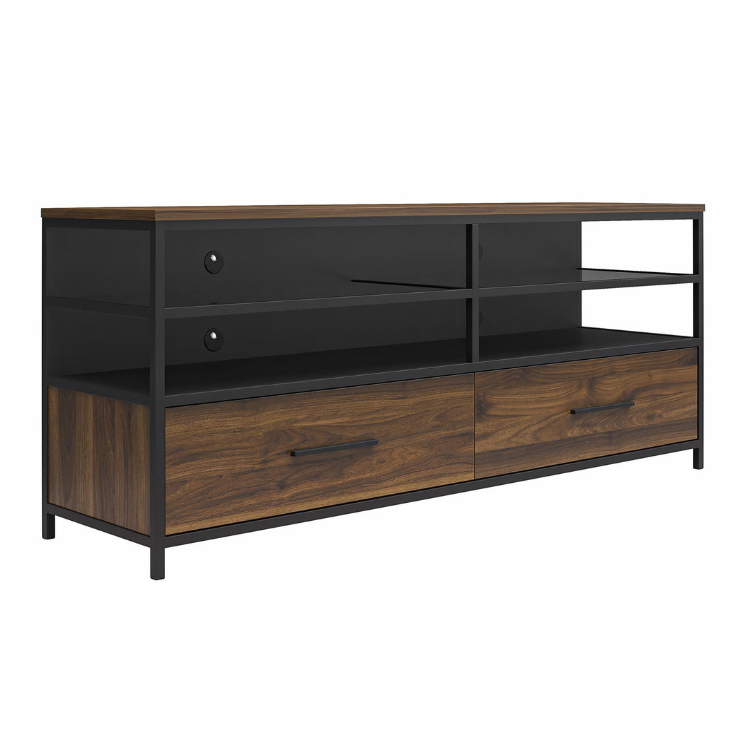 Structure Mixed Media TV Stand with 4 Shelves and 2 Drawers for TVs up to 60 Inches - Columbia Walnut