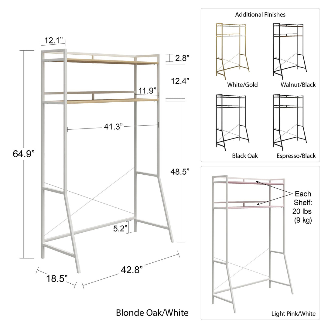 Black/Walnut Over-the-Door Drying Rack with Shelf