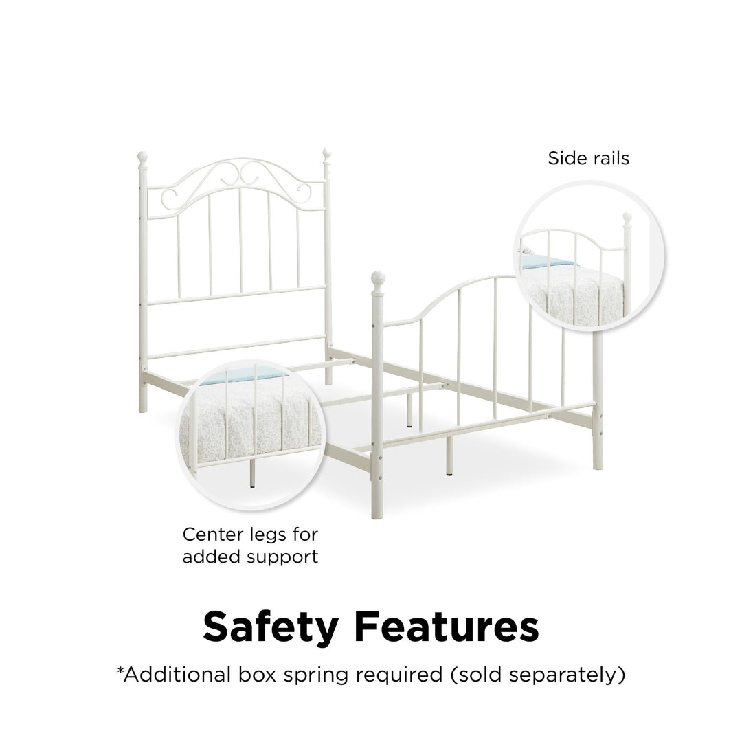 Nalani Traditional Metal Bed Frame with Headboard and Footboard - White